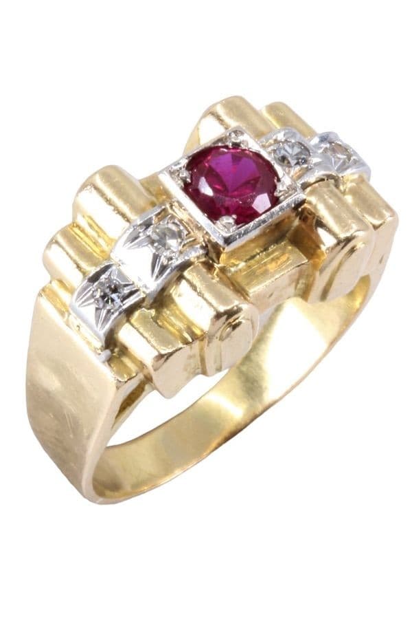 BAGUE ANCIENNE RUBIS ET DIAMANTS — vue 3