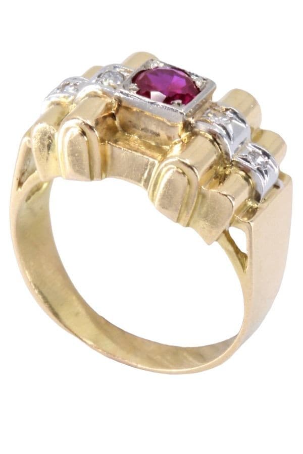 BAGUE ANCIENNE RUBIS ET DIAMANTS — vue 4