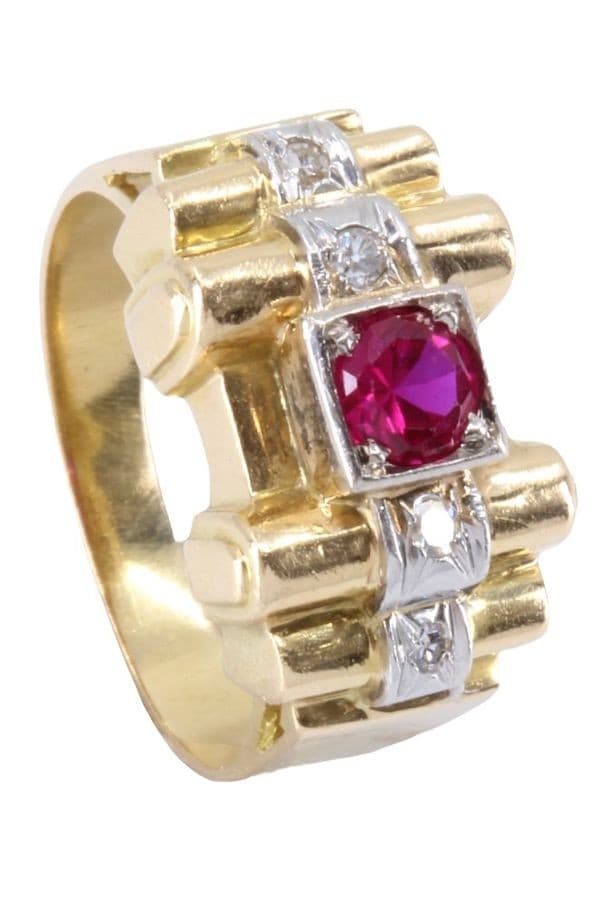 BAGUE ANCIENNE RUBIS ET DIAMANTS — vue 5