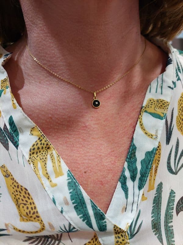 PENDENTIF ANCIEN ONYX ET DIAMANT — vue 2