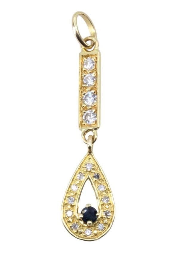 PENDENTIF MODERNE SAPHIR ET DIAMANTS — vue 1