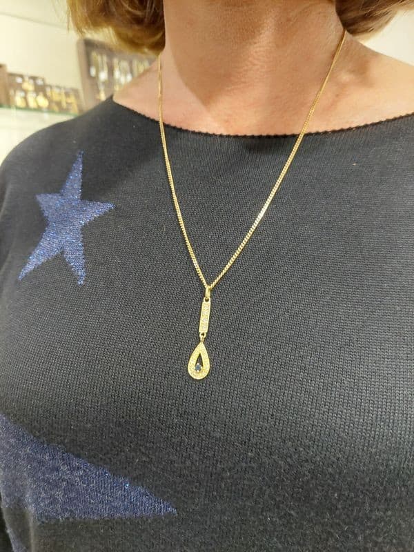 PENDENTIF MODERNE SAPHIR ET DIAMANTS — vue 2