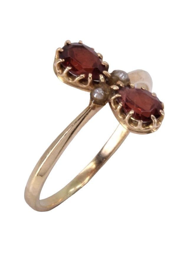 BAGUE ANCIENNE PERLES ET GRENATS — vue 4
