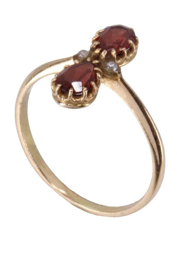 BAGUE ANCIENNE PERLES ET GRENATS — vue 6