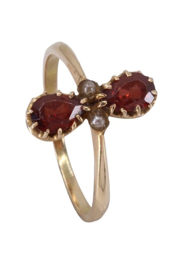 BAGUE ANCIENNE PERLES ET GRENATS — vue 5