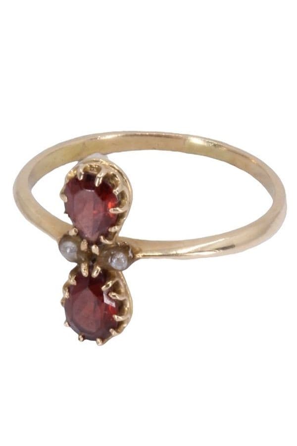 BAGUE ANCIENNE PERLES ET GRENATS — vue 3