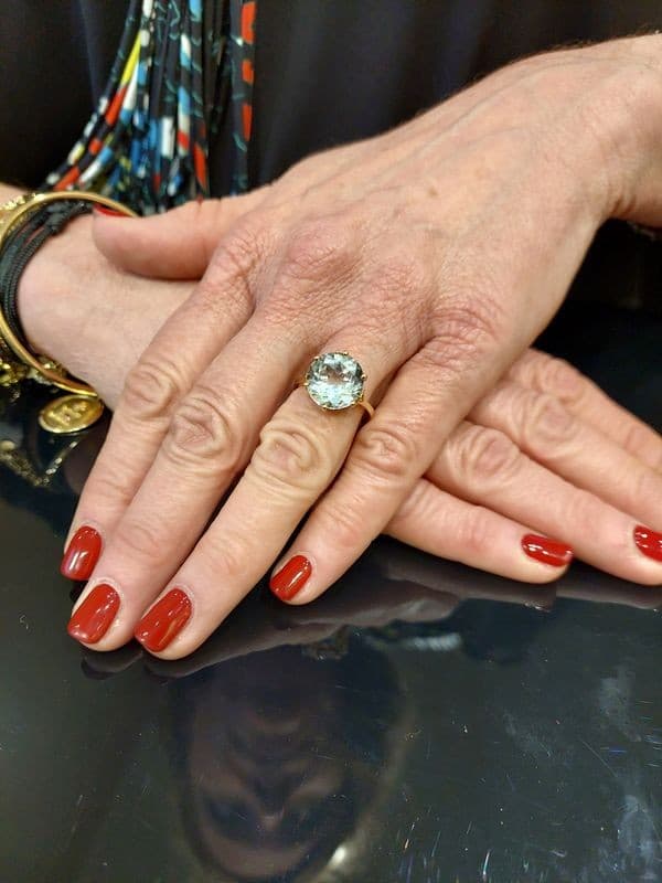BAGUE MODERNE AIGUE-MARINE — vue 2