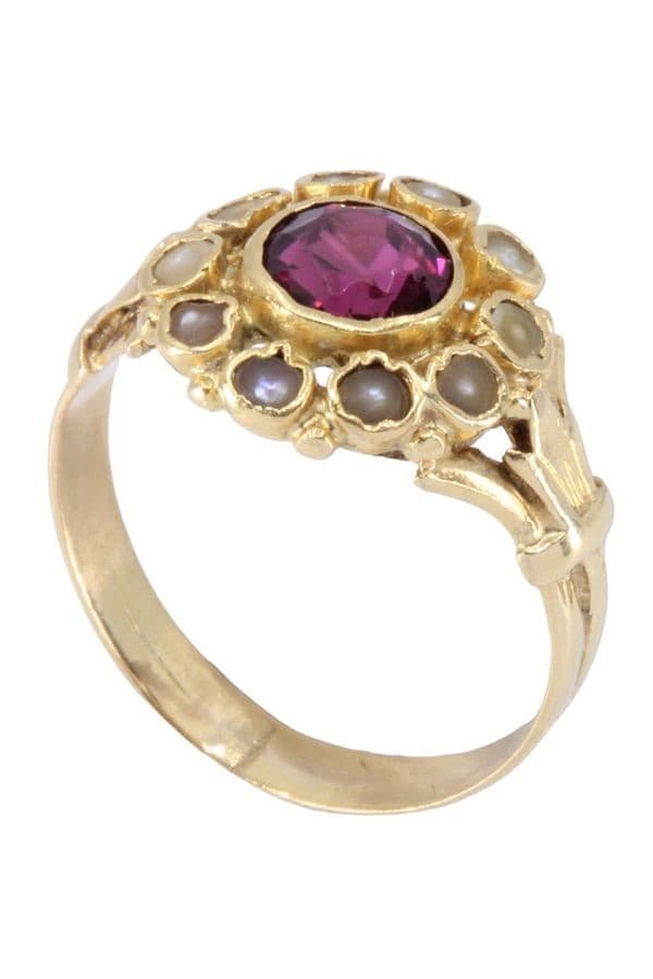 BAGUE NAPOLÉON III PERLES ET GRENAT — vue 5