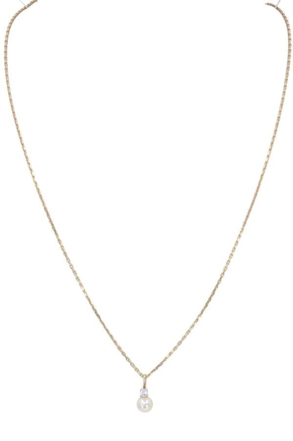 COLLIER MODERNE PERLE ET DIAMANT — vue 1