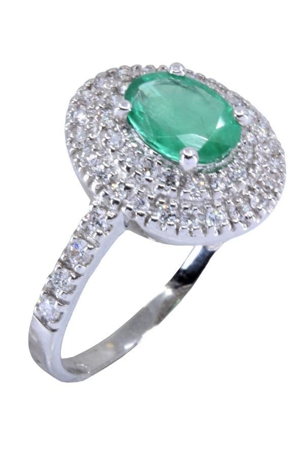 BAGUE MODERNE ÉMERAUDE ET DIAMANTS — vue 4