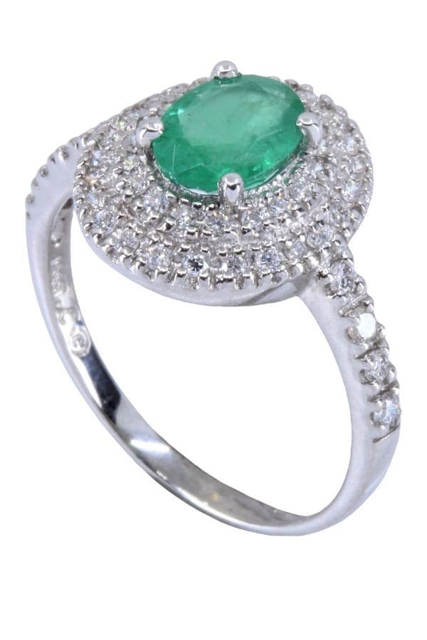 BAGUE MODERNE ÉMERAUDE ET DIAMANTS — vue 6