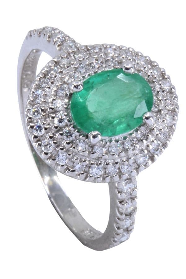BAGUE MODERNE ÉMERAUDE ET DIAMANTS — vue 5
