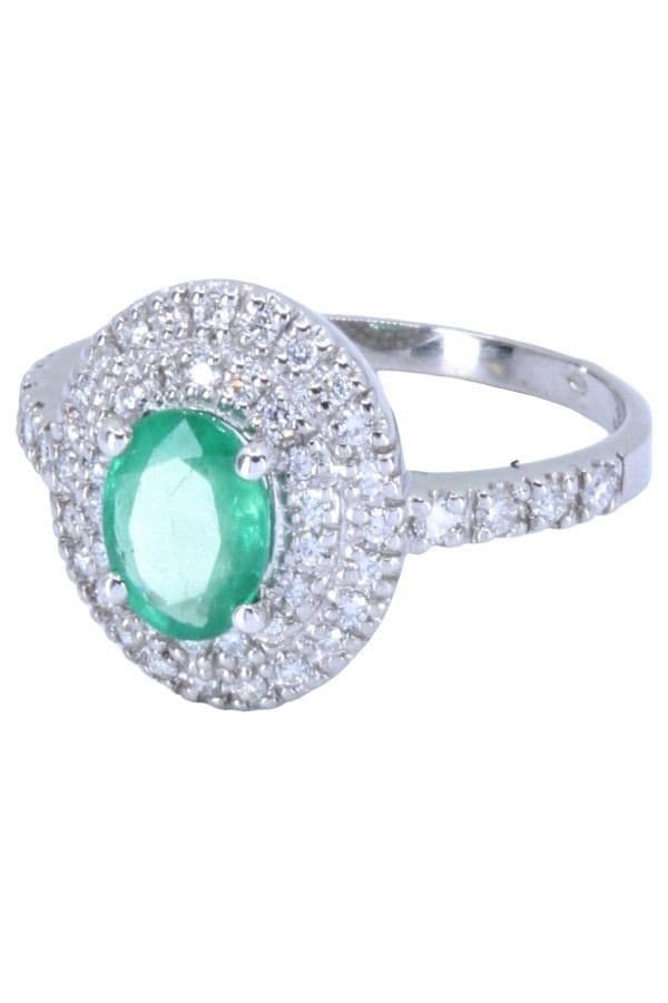 BAGUE MODERNE ÉMERAUDE ET DIAMANTS — vue 3