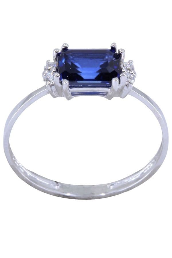 BAGUE MODERNE SAPHIR ET DIAMANTS — vue 1