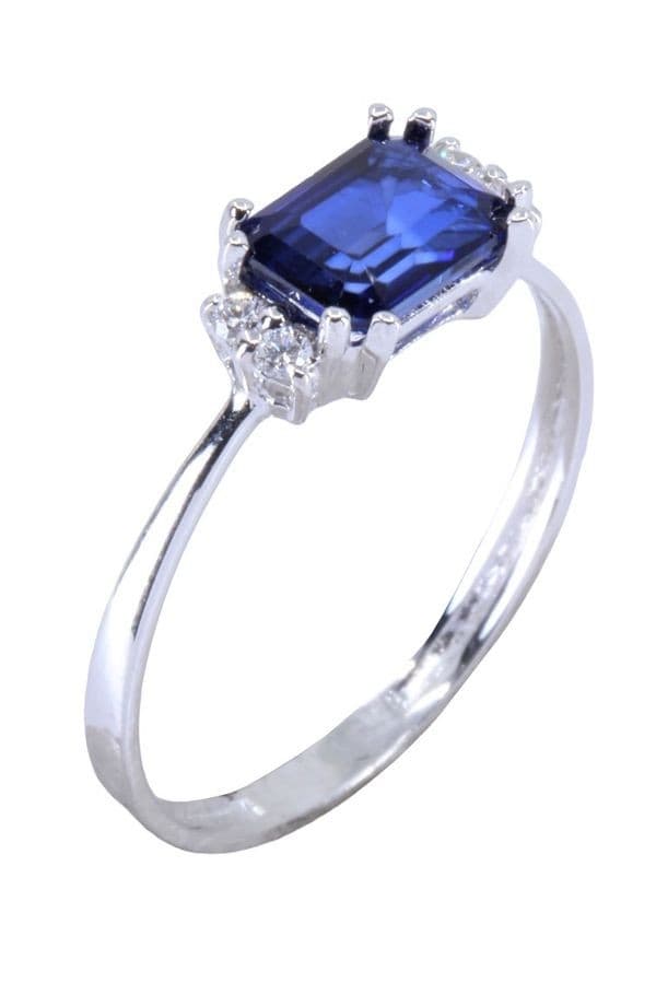 BAGUE MODERNE SAPHIR ET DIAMANTS — vue 4