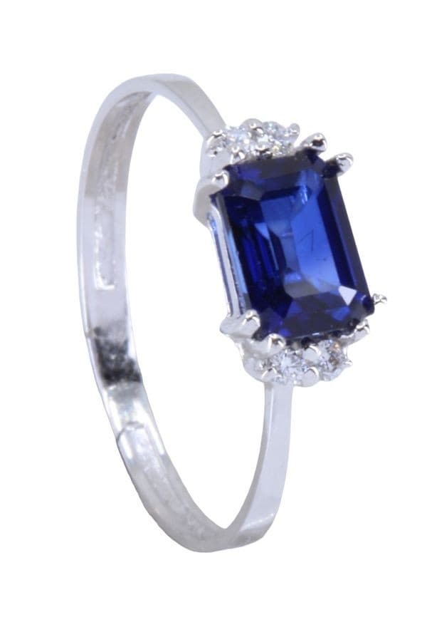 BAGUE MODERNE SAPHIR ET DIAMANTS — vue 5