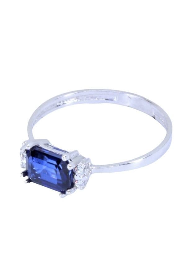 BAGUE MODERNE SAPHIR ET DIAMANTS — vue 3