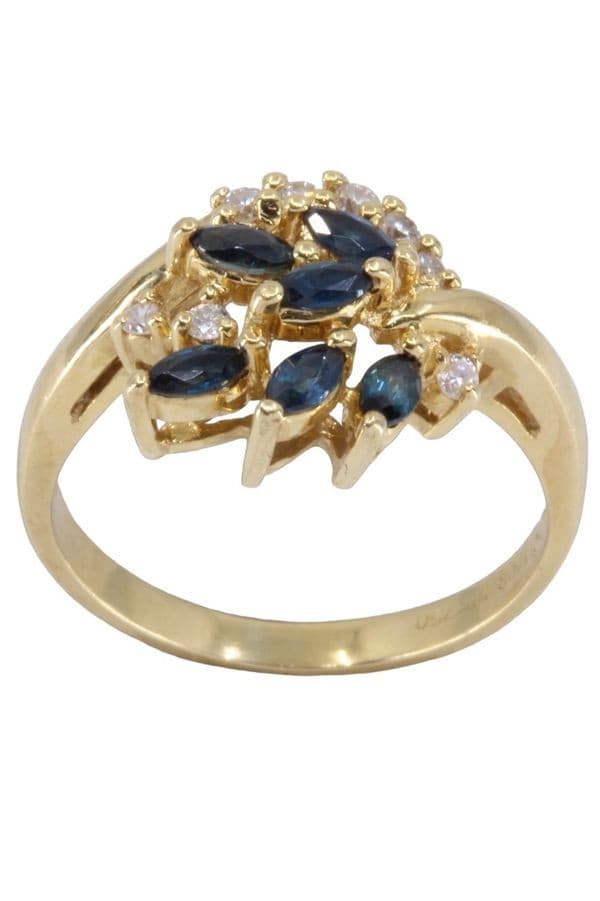 BAGUE MODERNE SAPHIRS ET DIAMANTS — vue 1