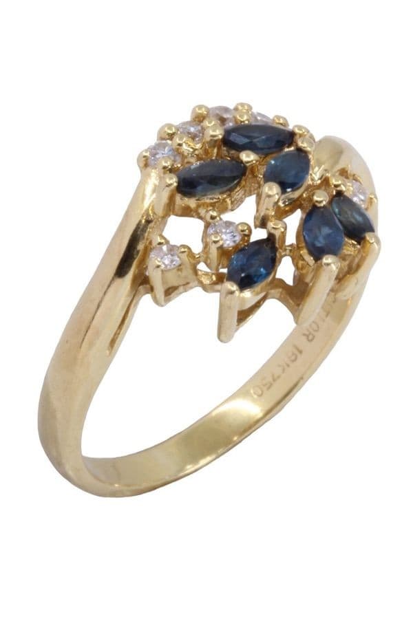 BAGUE MODERNE SAPHIRS ET DIAMANTS — vue 3