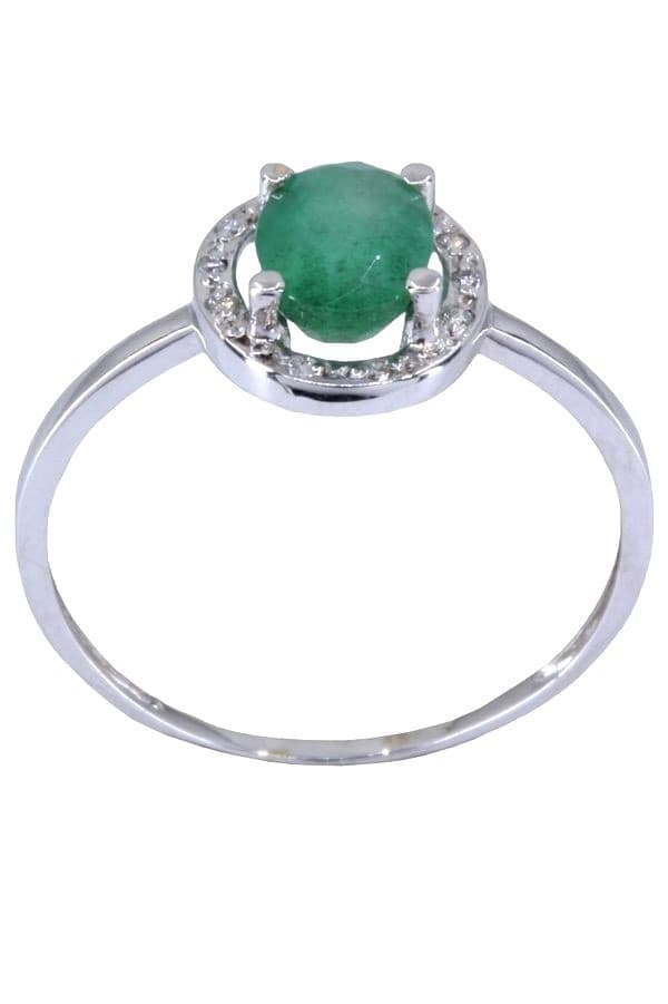 BAGUE MODERNE ÉMERAUDE ET DIAMANTS — vue 1