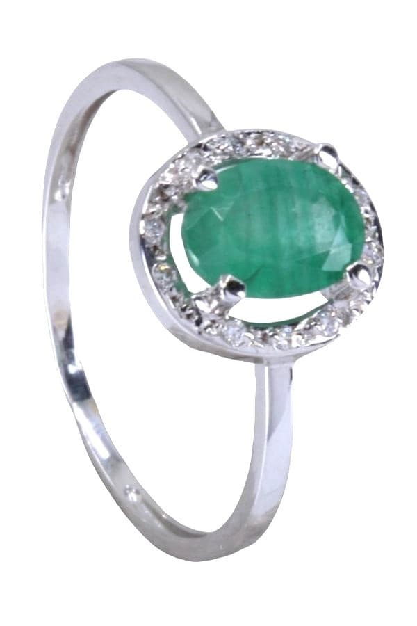 BAGUE MODERNE ÉMERAUDE ET DIAMANTS — vue 3