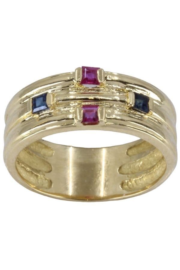 BAGUE JONC SAPHIRS ET RUBIS — vue 1