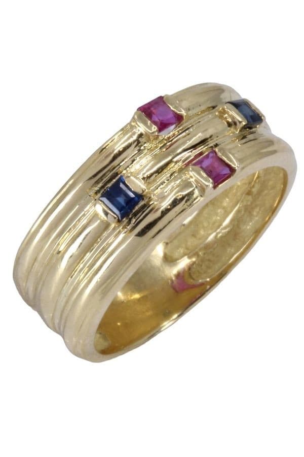 BAGUE JONC SAPHIRS ET RUBIS — vue 4