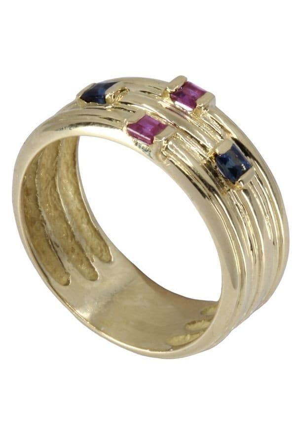 BAGUE JONC SAPHIRS ET RUBIS — vue 6