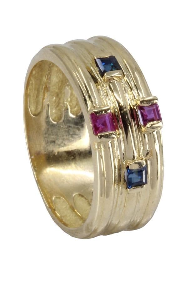 BAGUE JONC SAPHIRS ET RUBIS — vue 5