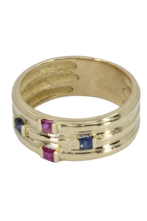 BAGUE JONC SAPHIRS ET RUBIS — vue 3