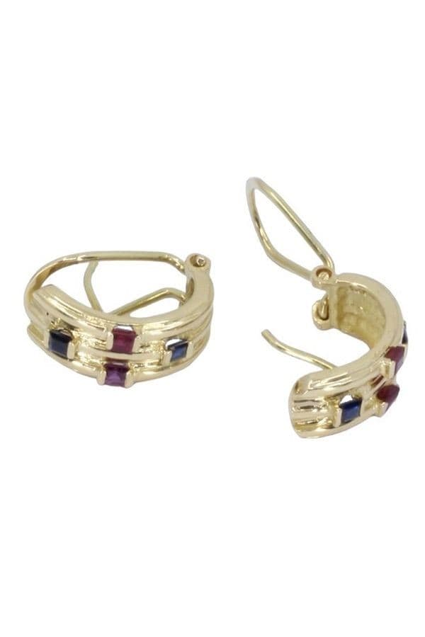 BOUCLES D'OREILLES CLIPS SAPHIRS ET RUBIS — vue 3