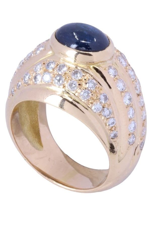 BAGUE SAPHIR CABOCHON ET DIAMANTS — vue 6