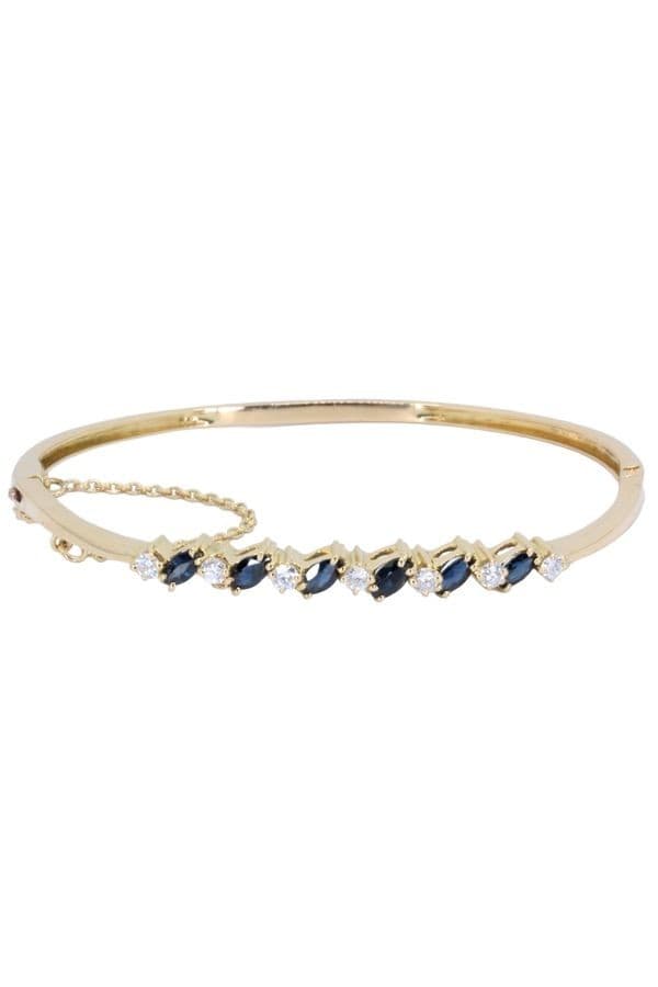 BRACLET JONC OUVRANT SAPHIRS ET DIAMANTS — vue 1