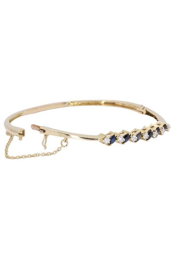 BRACLET JONC OUVRANT SAPHIRS ET DIAMANTS — vue 3