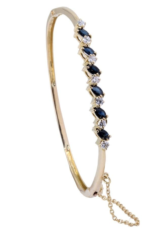 BRACLET JONC OUVRANT SAPHIRS ET DIAMANTS — vue 4