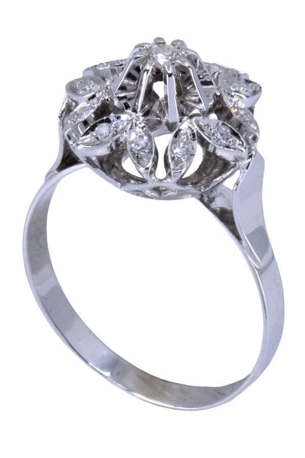 BAGUE FLEUR DIAMANTS ANNÉES 50' — vue 5