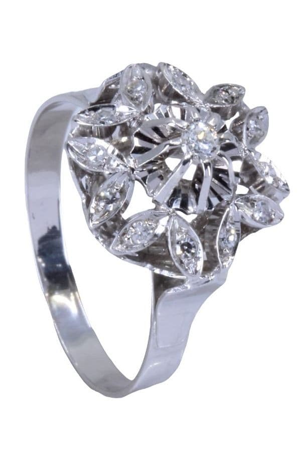 BAGUE FLEUR DIAMANTS ANNÉES 50' — vue 4