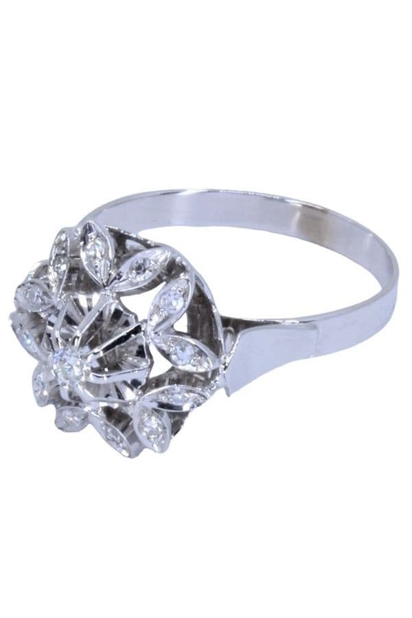 BAGUE FLEUR DIAMANTS ANNÉES 50' — vue 3
