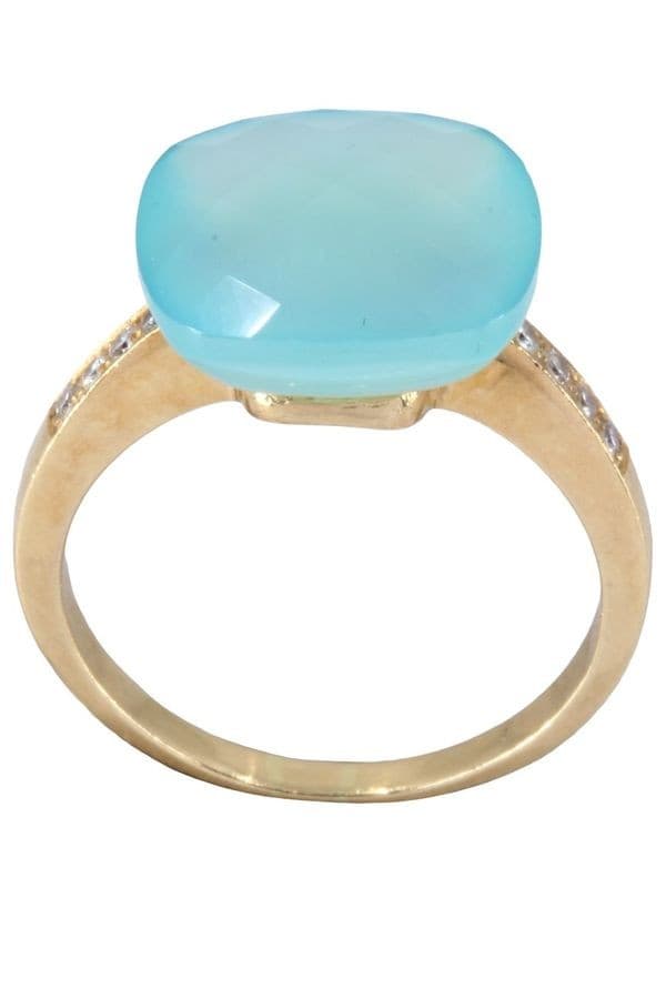 BAGUE MODERNE TOURMALINE PARAIBA ET DIAMANTS — vue 1