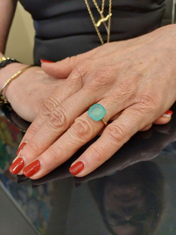 BAGUE MODERNE TOURMALINE PARAIBA ET DIAMANTS — vue 2