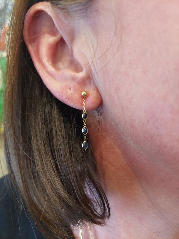BOUCLES D'OREILLES PENDANTES SAPHIRS — vue 2