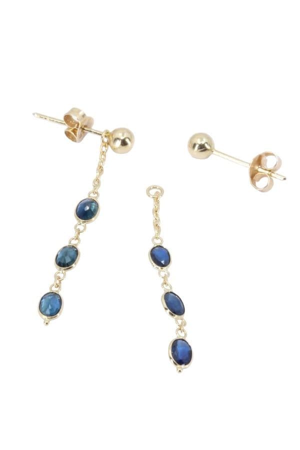 BOUCLES D'OREILLES PENDANTES SAPHIRS — vue 3