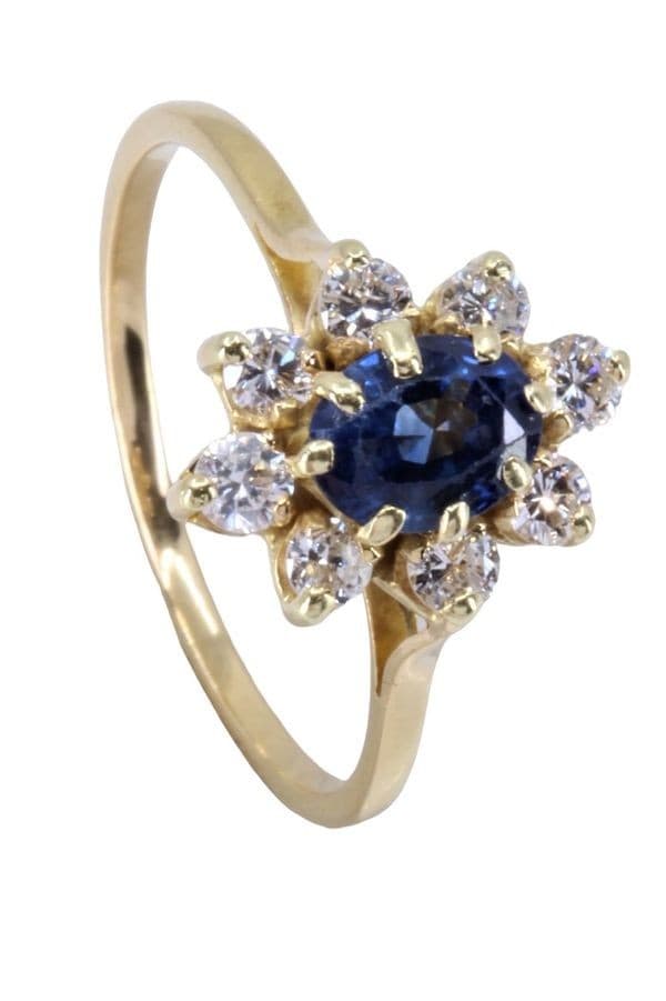 BAGUE MARGUERITE SAPHIR ET DIAMANTS — vue 3