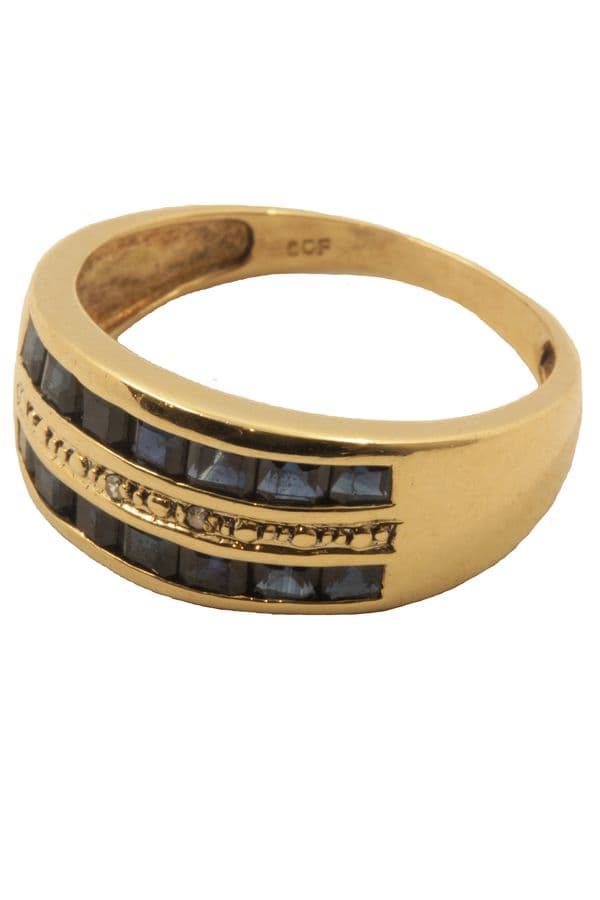 BAGUE MODERNE SAPHIRS ET DIAMANTS — vue 2