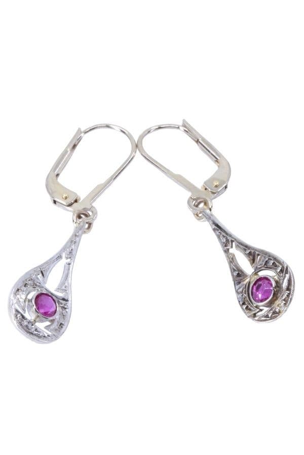 BOUCLES D'OREILLES RUBIS ART-DÉCO — vue 3