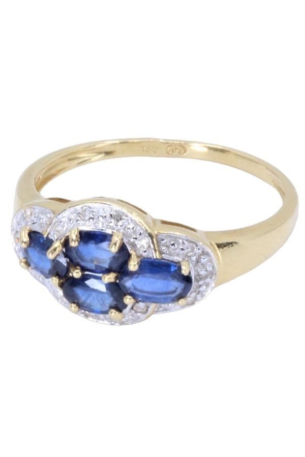 BAGUE MODERNE SAPHIRS ET DIAMANTS — vue 3