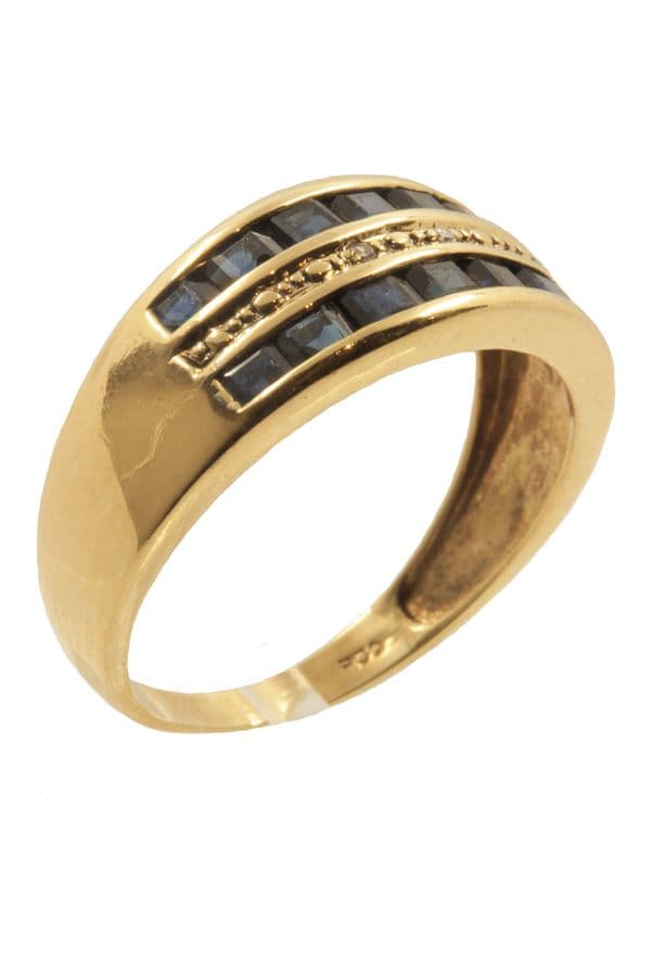 BAGUE MODERNE SAPHIRS ET DIAMANTS — vue 3