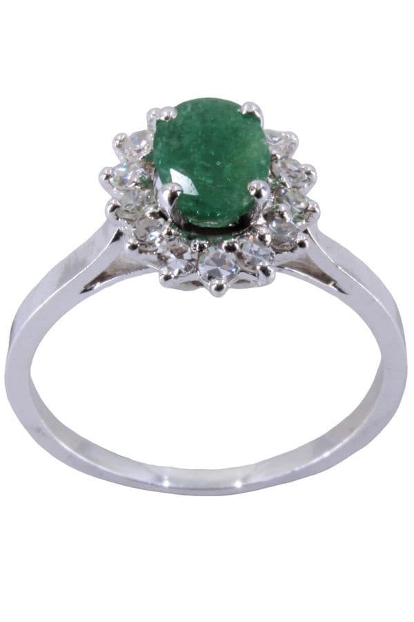 BAGUE MARGUERITE ÉMERAUDE ET DIAMANTS — vue 1