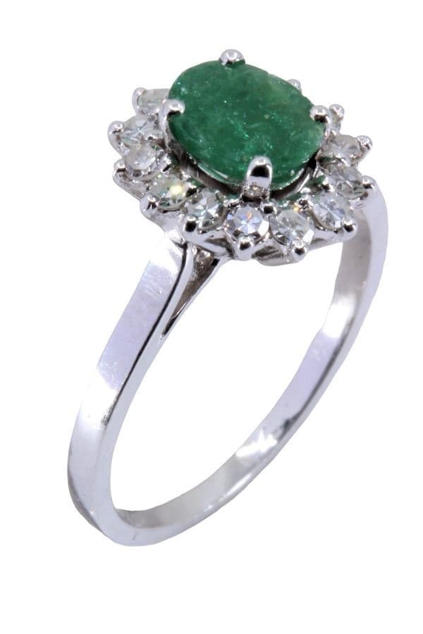 BAGUE MARGUERITE ÉMERAUDE ET DIAMANTS — vue 3