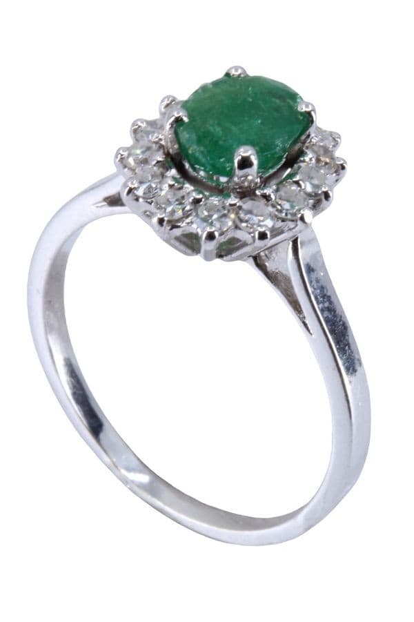 BAGUE MARGUERITE ÉMERAUDE ET DIAMANTS — vue 4